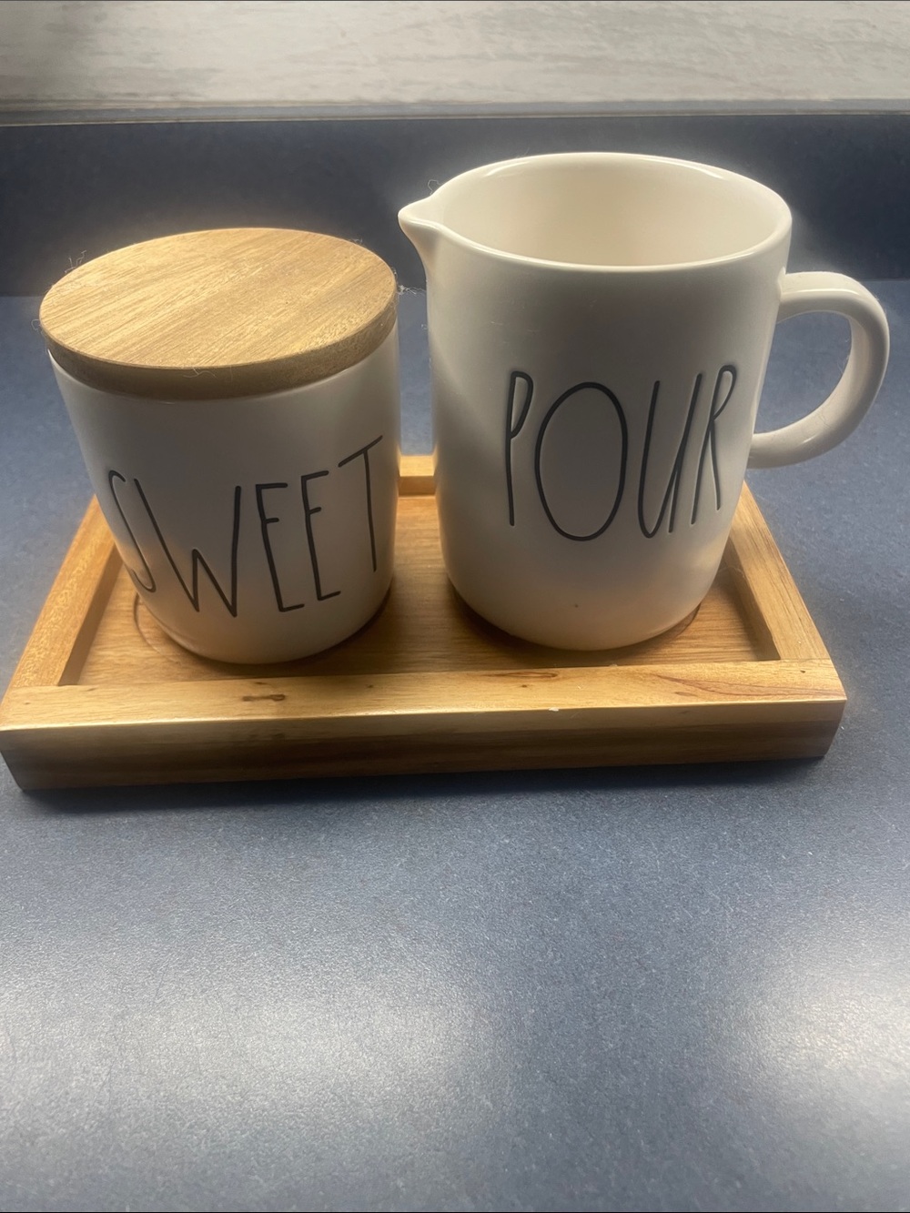 Rae Dunn 'Pour' Cream Pitcher with 'Sweet' Canister - Cream